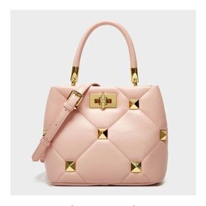 Blush Pink Rock Stud Quilted Crossbody Handbag